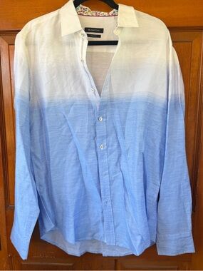 Bugatchi Blue and White Ombre Button-Down Shirt